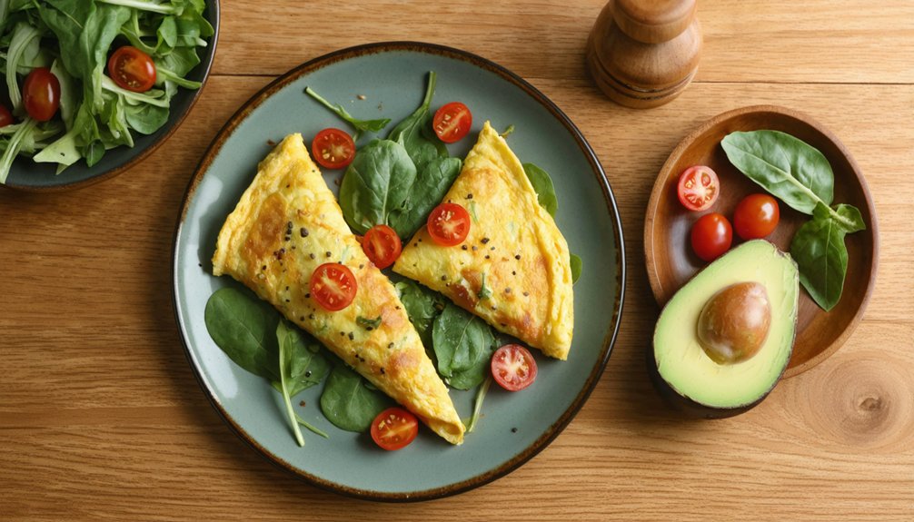 Quick Veggie Omelet With Spinach & Tomatoes